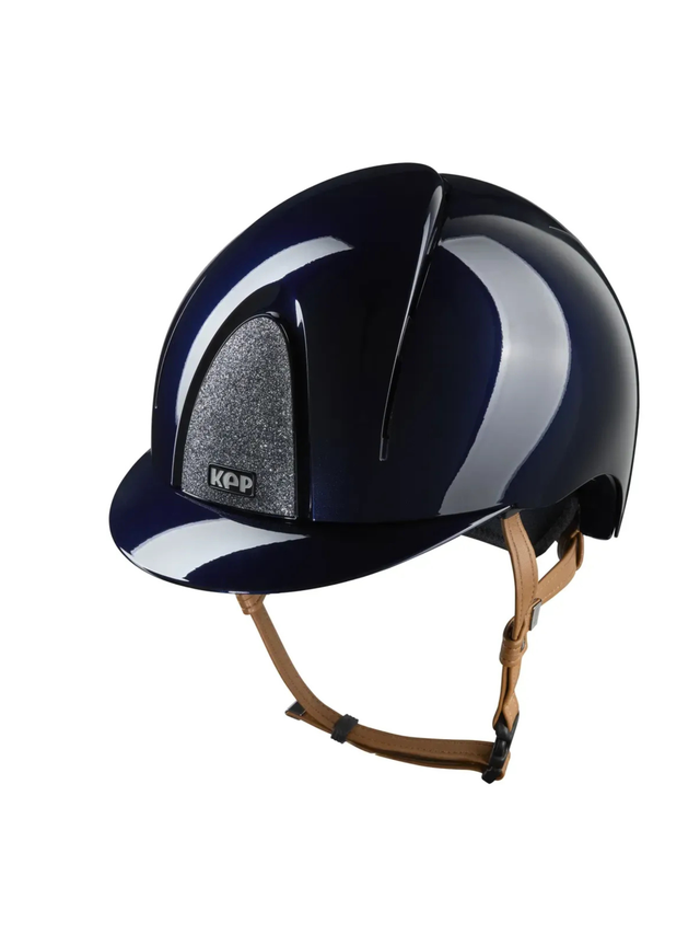 KEP Smart Nova Helmet Metal Polish Blue - Silver Star - Beige Chinstrap