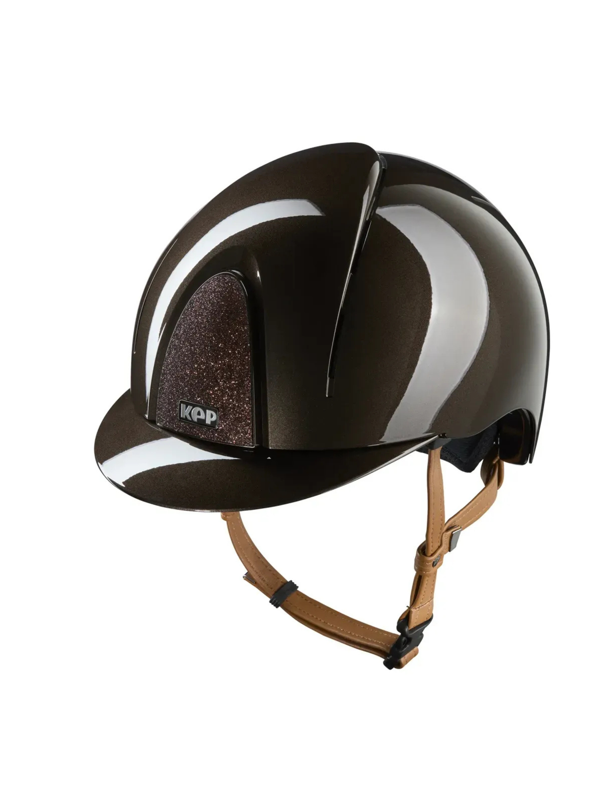 KEP Smart Nova Helmet Metal Polish Brown - Brown Star - Beige Chinstrap