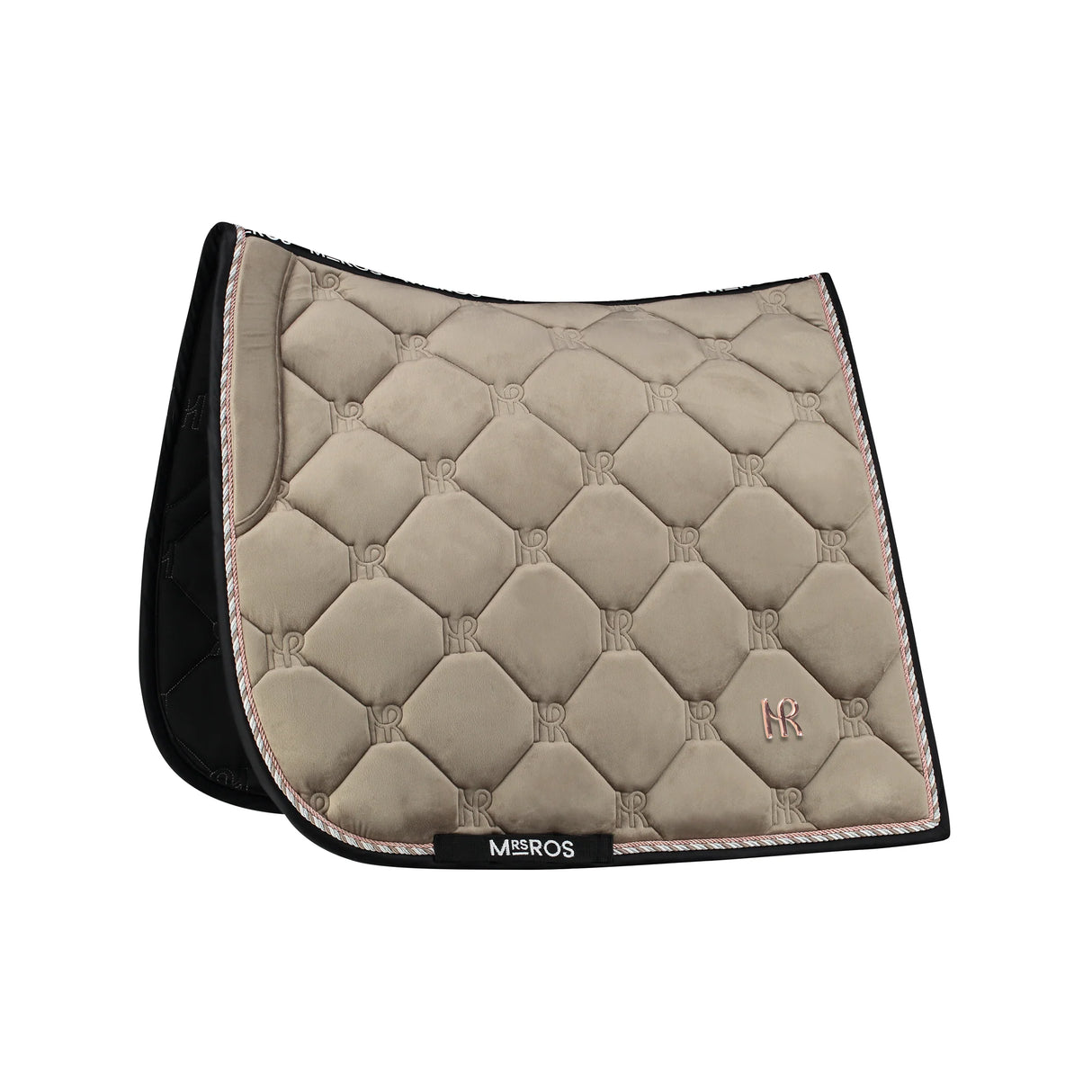 Mrs Ros Charmer Dressage Saddle Pad Blushing Taupe Velvet