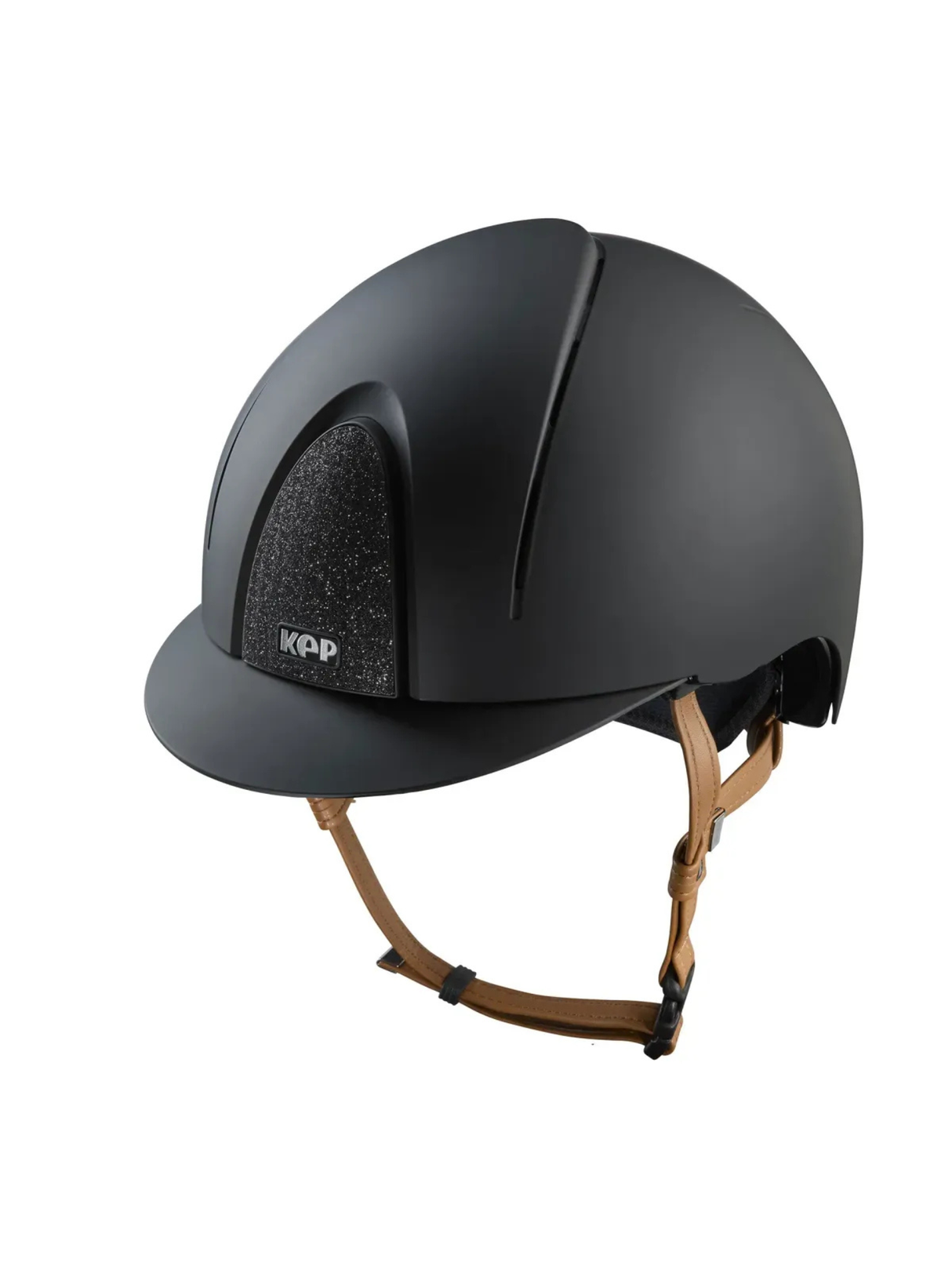 KEP Smart Nova Helmet Textile Black - Black Star - Beige Chinstrap