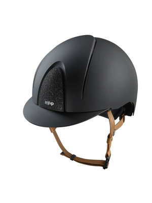 KEP Smart Nova Helmet Textile Black - Black Star - Beige Chinstrap
