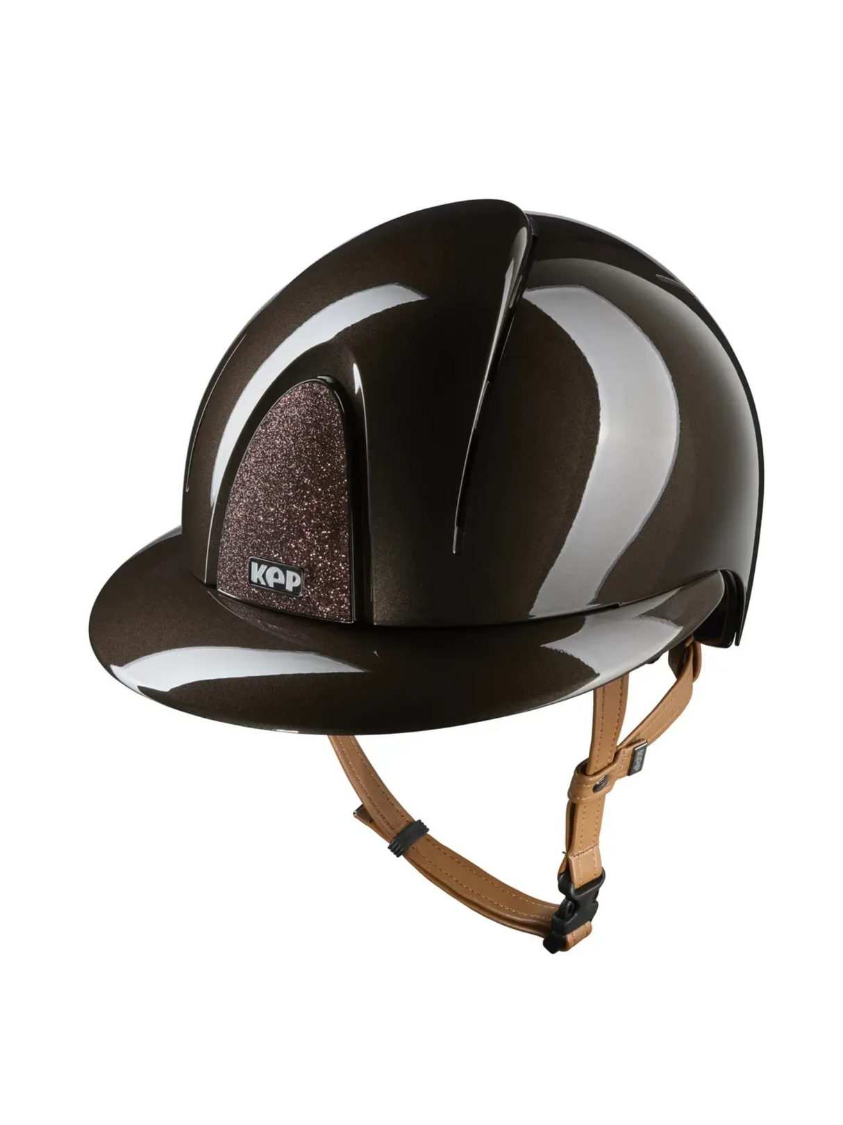 KEP Smart Nova Helmet Metal Polish Brown - Brown Star - Beige Chinstrap