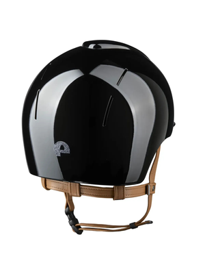 KEP Smart Nova Helmet Metal Polish Black - Silver Star - Beige Chinstrap