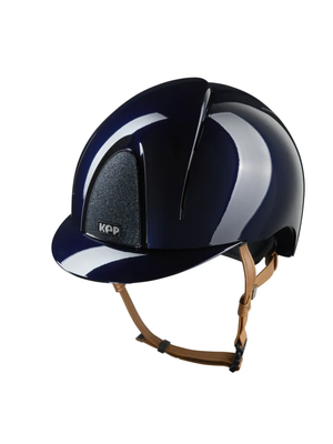 KEP Smart Nova Helmet Metal Polish Blue - Blue Star - Beige Chinstrap
