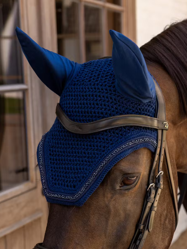 Kentucky Velvet Mini Pearls Wellington Ear Bonnet Navy