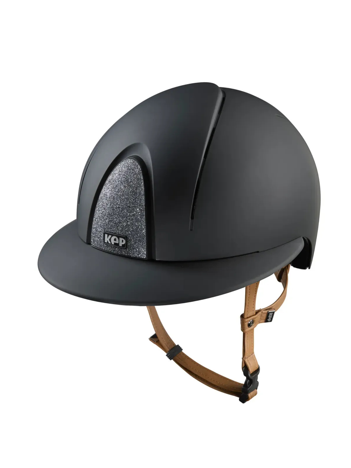 KEP Smart Nova Helmet Textile Black - Silver Star - Beige Chinstrap