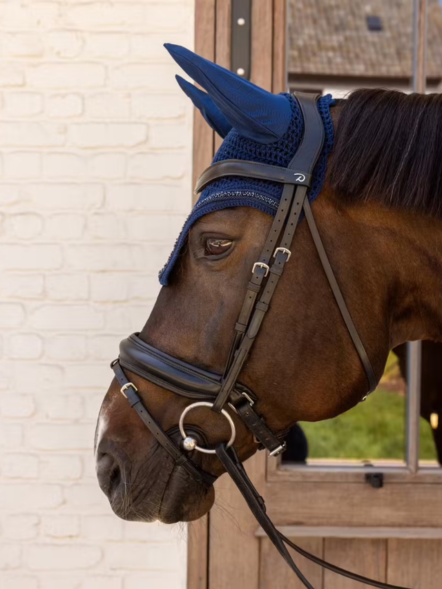 Kentucky Velvet Mini Pearls Wellington Ear Bonnet Navy