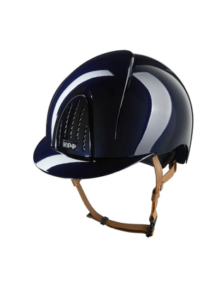 KEP Smart Nova Helmet Metal Polish Blue - Beige Chinstrap