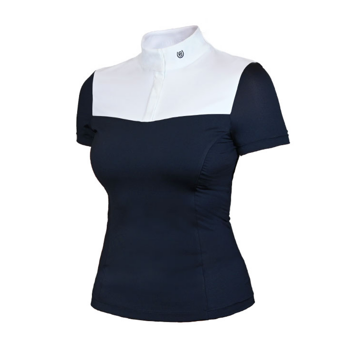 Equestrian Stockholm Refined Short Sleeve Competition Top Navy White