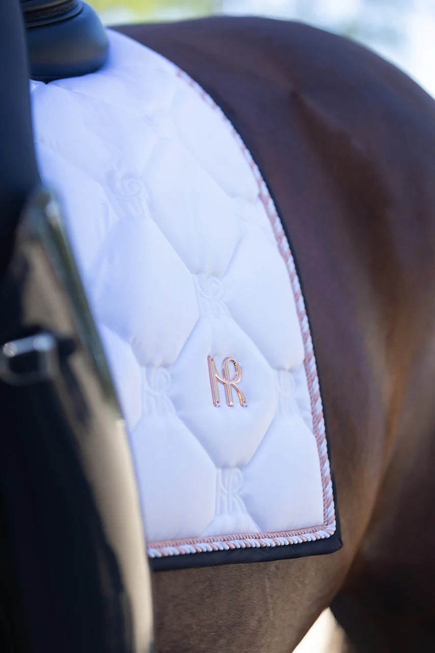 Mrs Ros Charmer Dressage Saddle Pad White Rose Gold