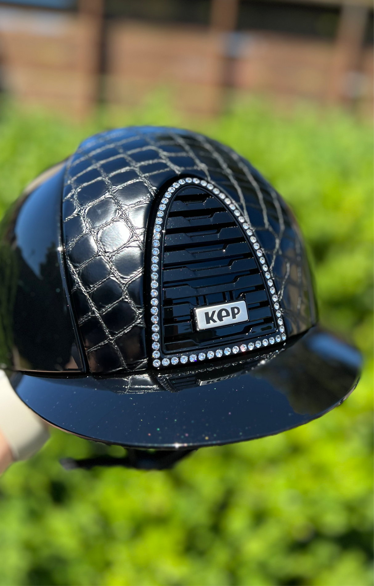 KEP Cromo 2.0 KEP Cromo 2.0 Helmet Polish Black - Black Cocco Leather Panels - Swarovski Frame