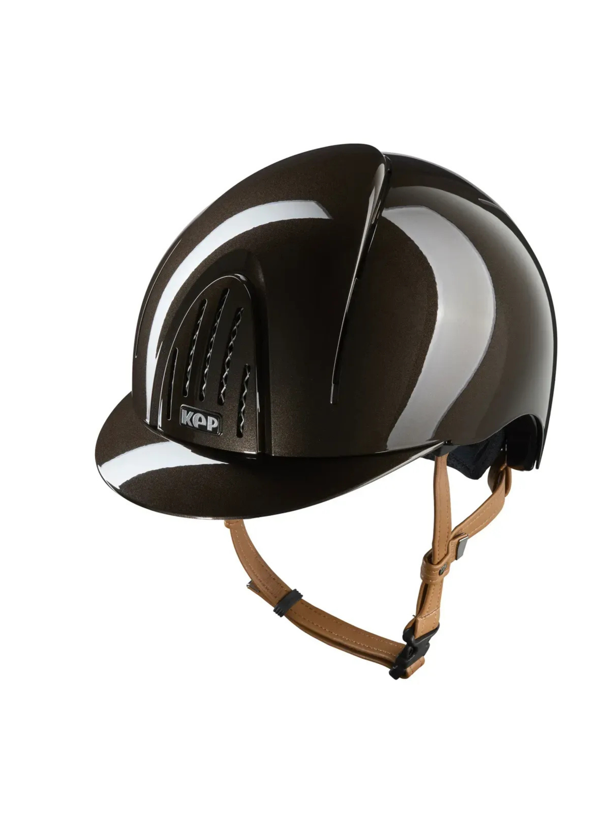 KEP Smart Nova Helmet Metal Polish Brown - Beige Chinstrap