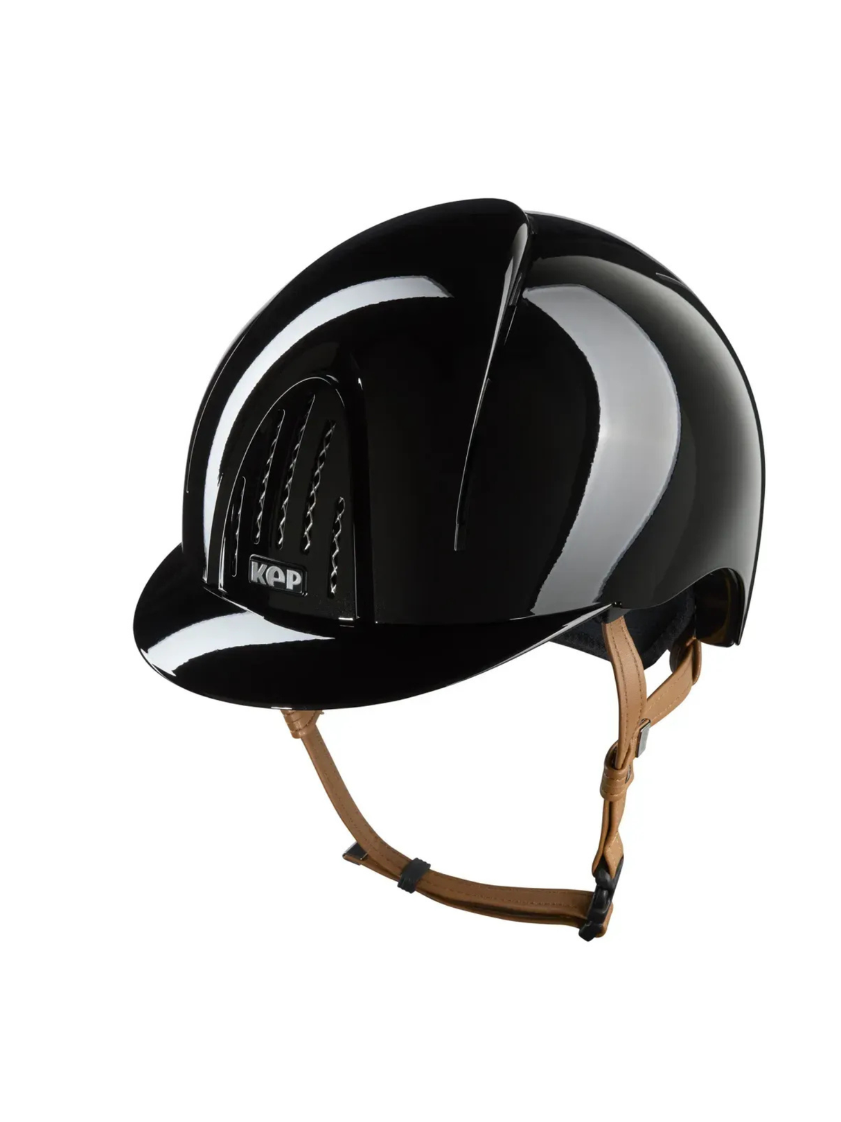KEP Smart Nova Helmet Metal Polish Black - Beige Chinstrap