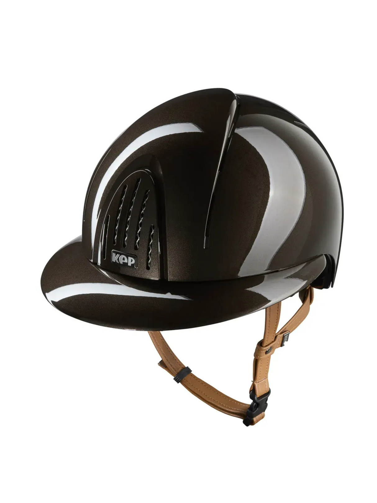 KEP Smart Nova Helmet Metal Polish Brown - Beige Chinstrap