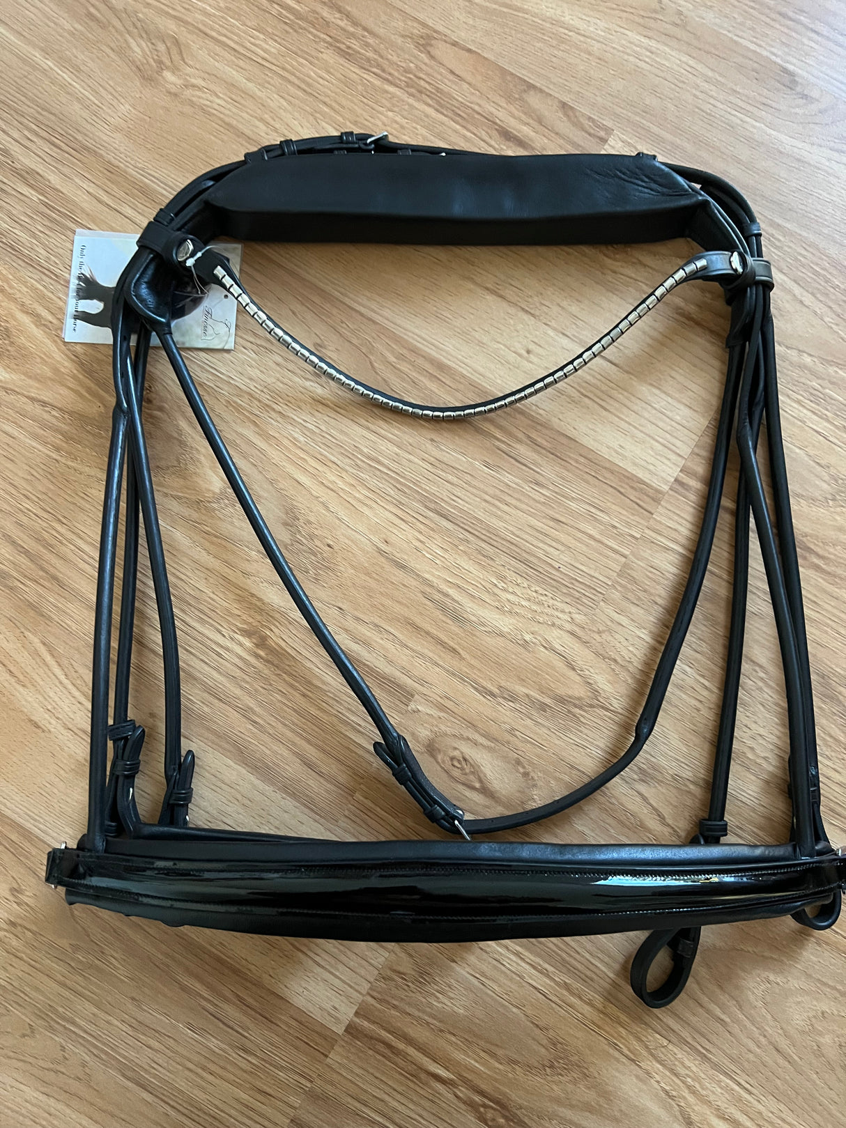 Demo Finesse Cassidy Double Bridle Patent Black - Silver