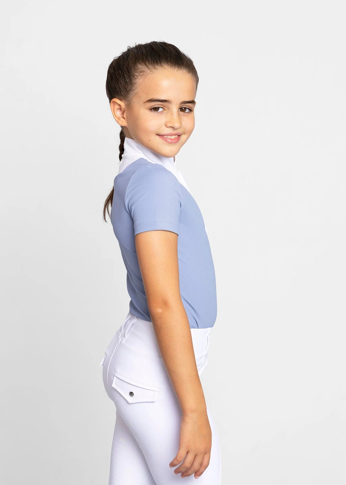 Maximilian Young Rider Sienna Short Sleeve Show Shirt Iris Blue