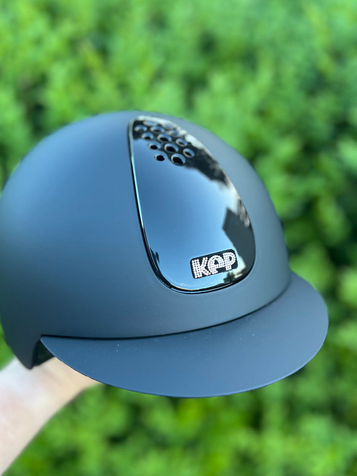 KEP KEPPY Helmet Matt Black/Polish Black - Crystal Logo