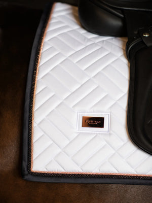 Equestrian Stockholm Dressage Saddle Pad Modern White Dark Ocean