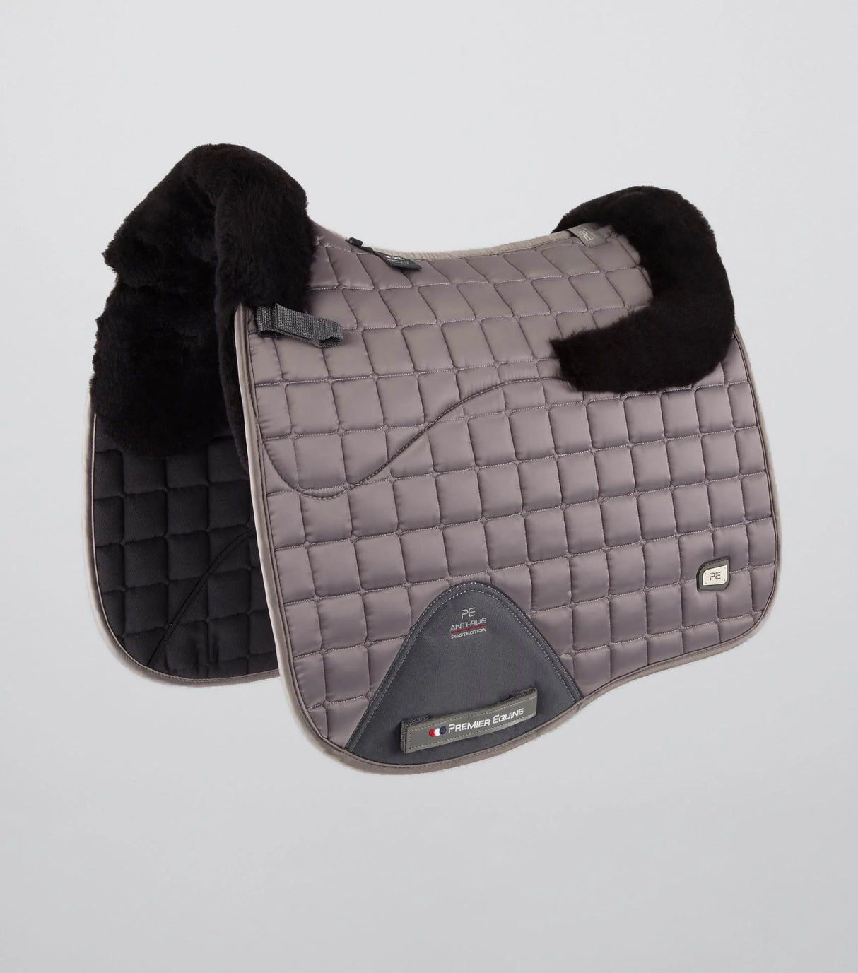 Premier Equine Merino Wool Atlas Satin Dressage Saddle Pad Grey/Black