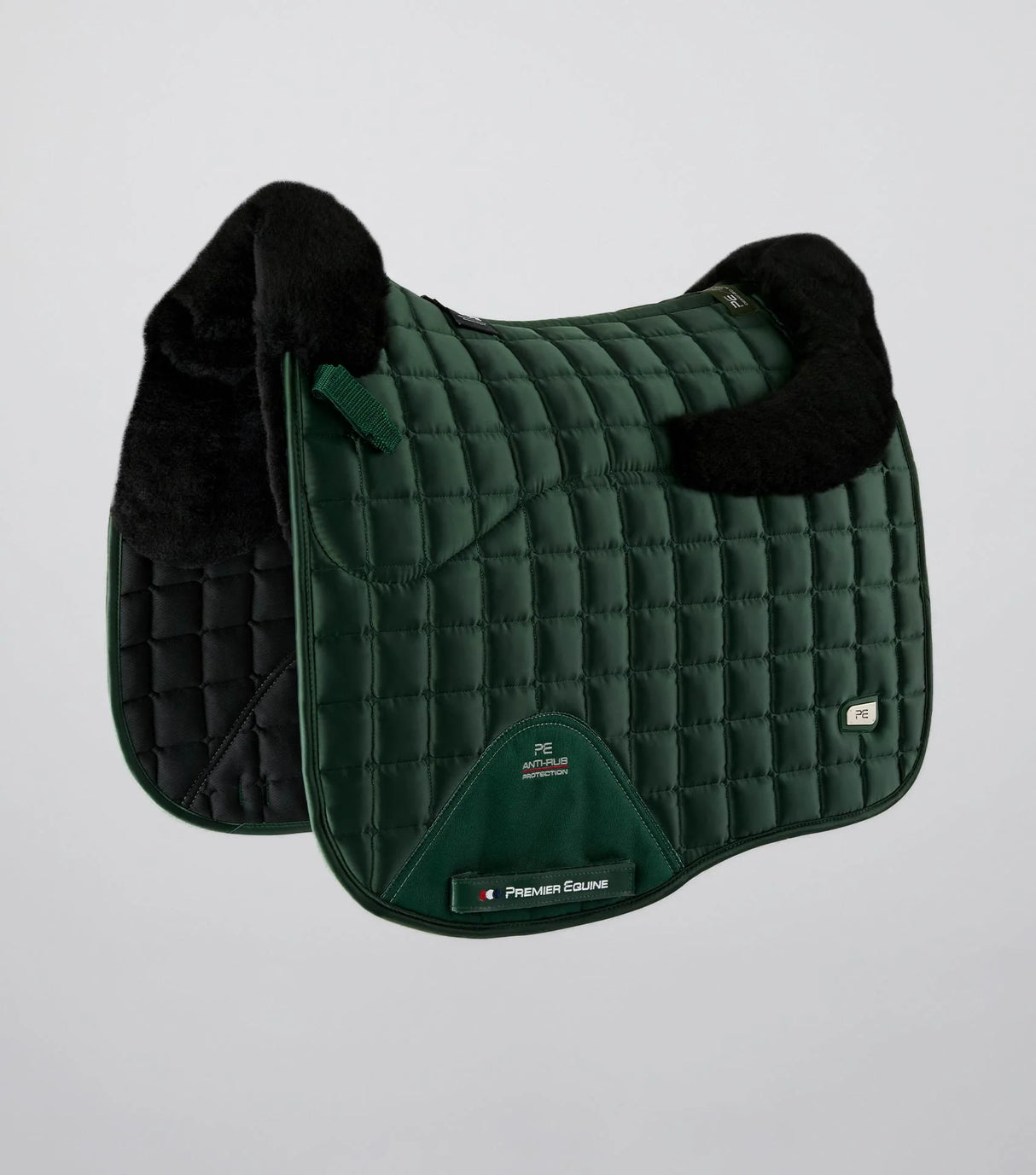 Premier Equine Merino Wool Atlas Satin Dressage Saddle Pad Olive/Black