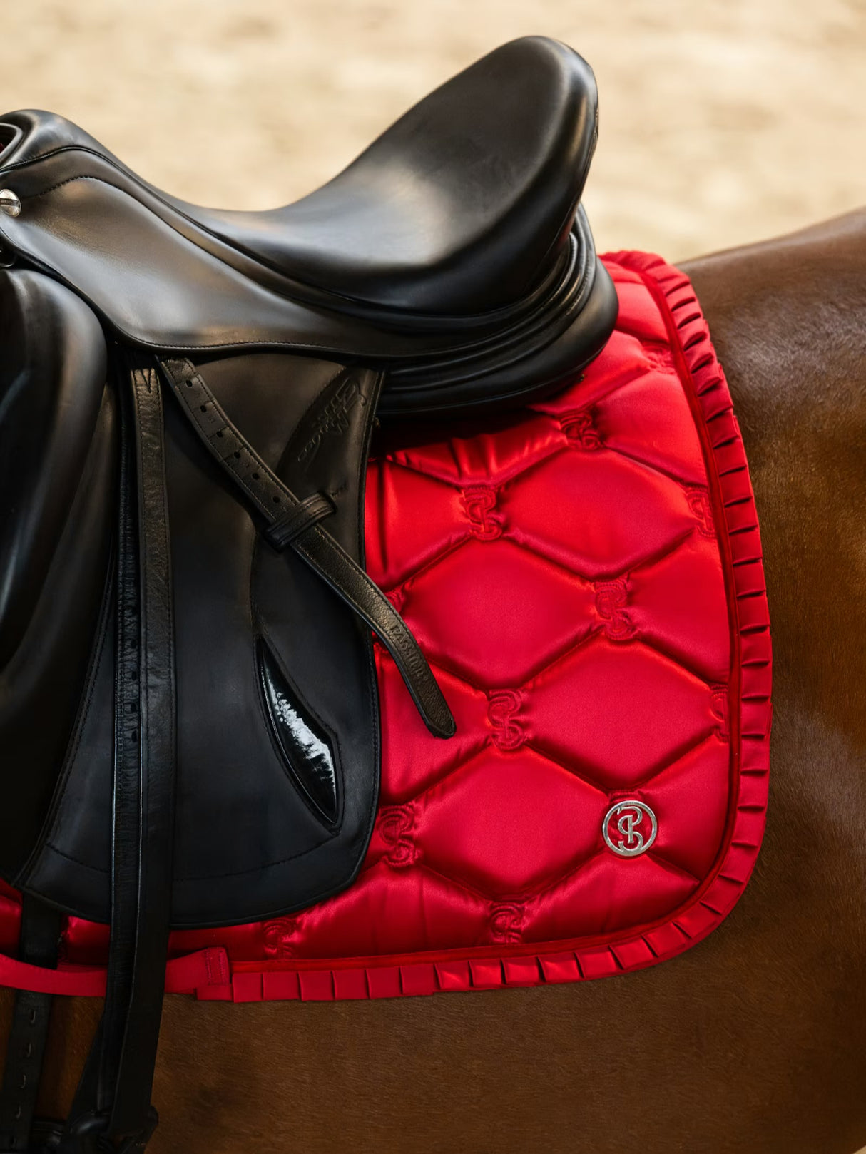 PS of Sweden Ruffle Dressage Saddle Pad Cranberry Red
