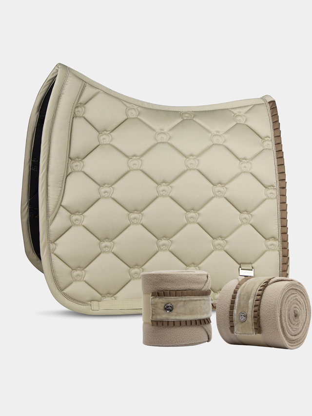 PS of Sweden Ruffle Dressage Saddle Pad & Bandages Sand