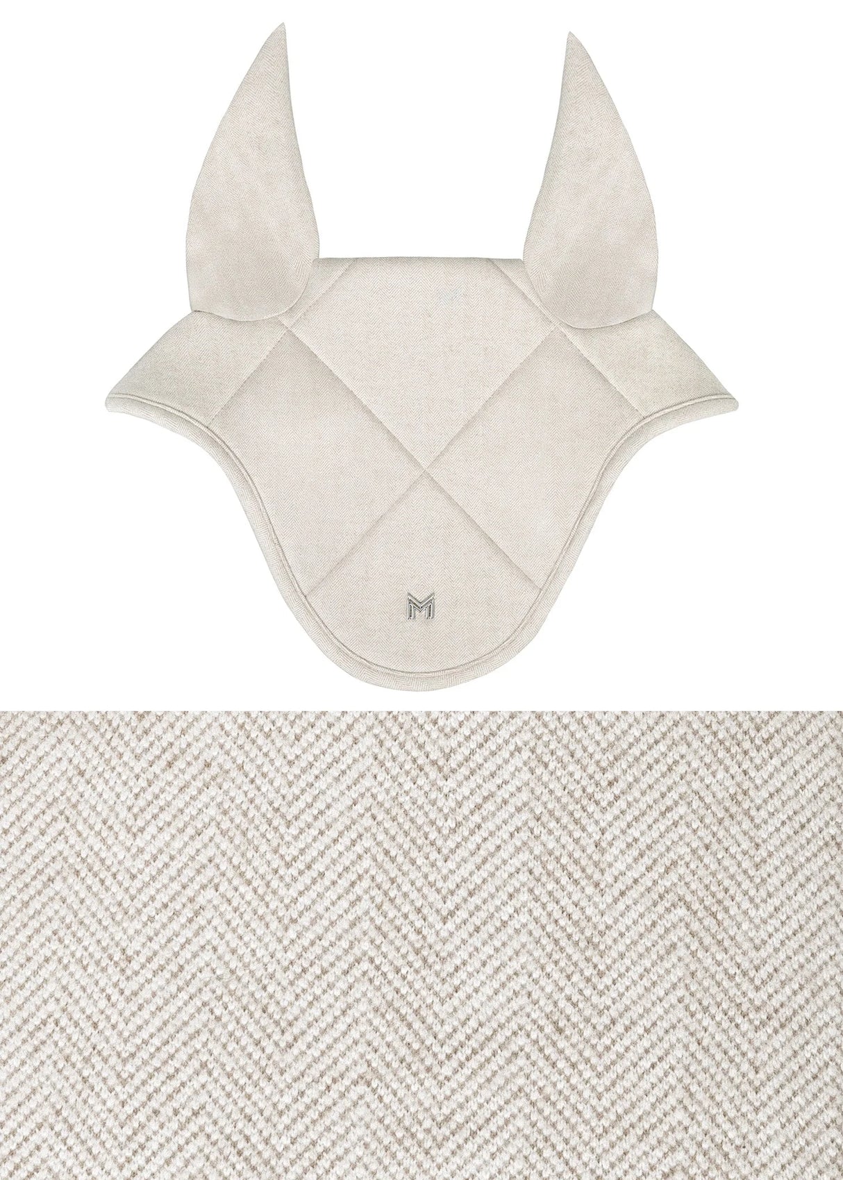 Maximilian Herringbone Ear Bonnet Beige