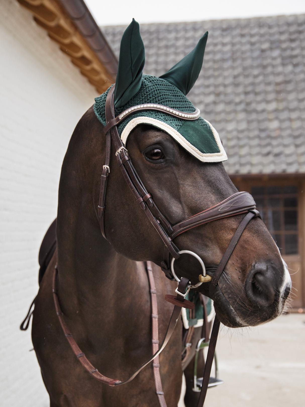 Kentucky Velvet Contrast Ear Bonnet Pine Green