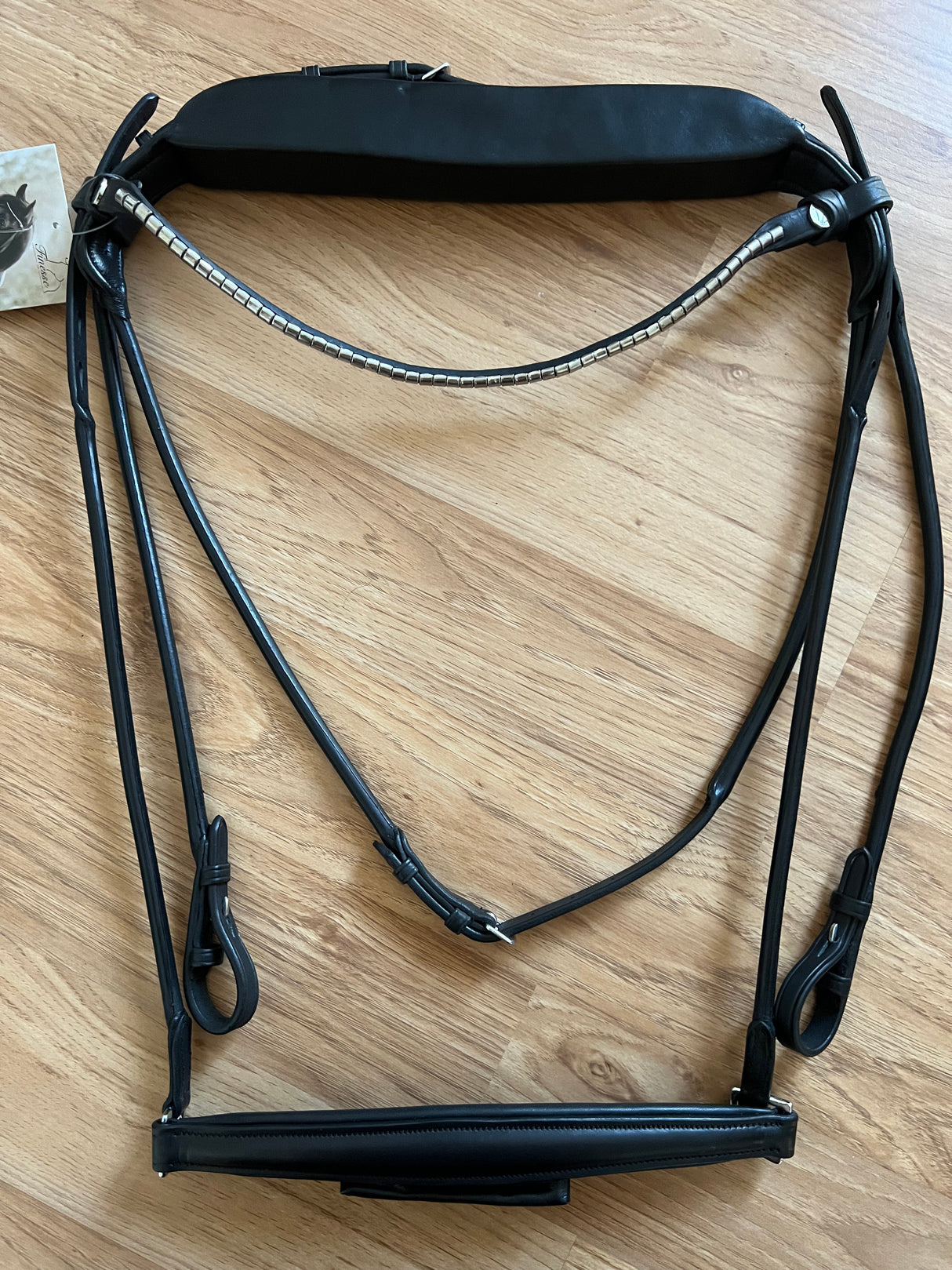 Demo Finesse Drop Noseband Bridle Matte Black - Silver