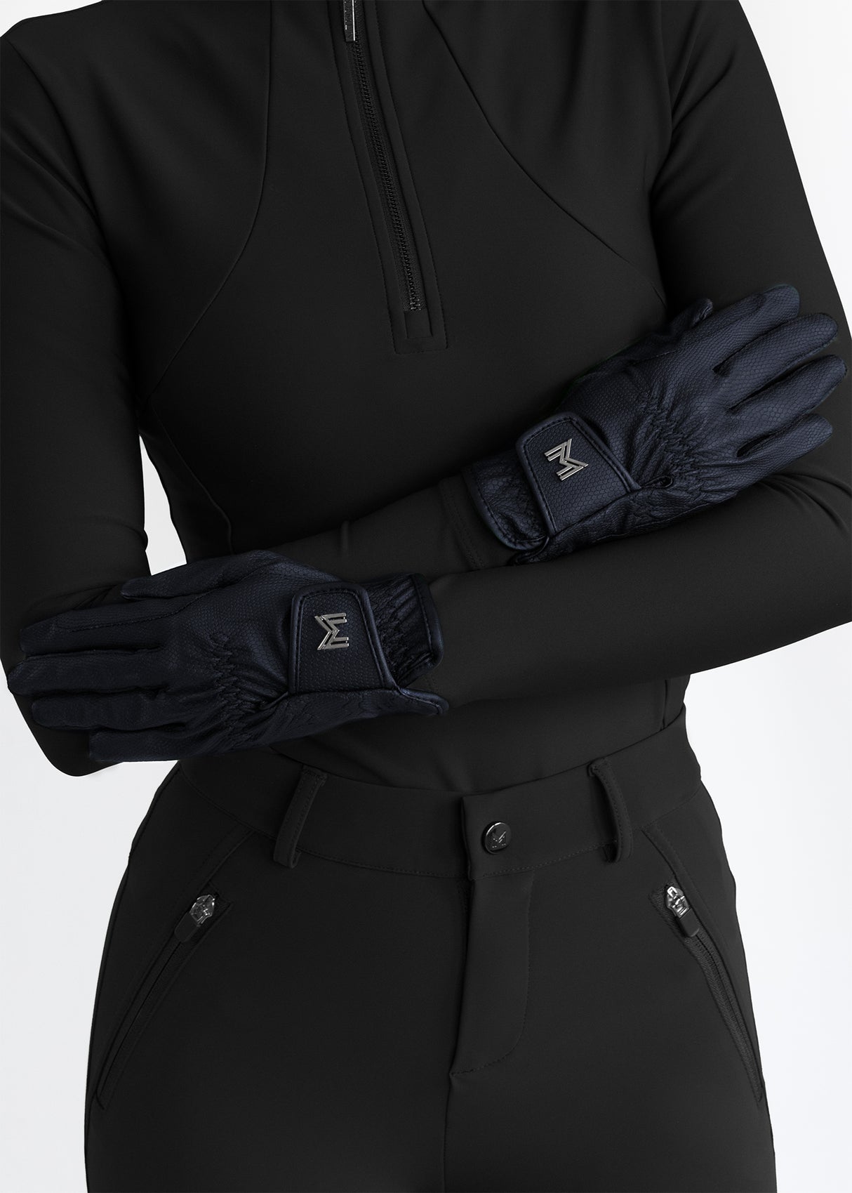 Maximilian Emblem Riding Gloves Navy