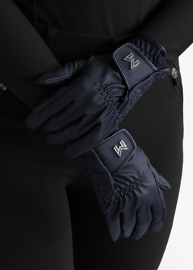 Maximilian Emblem Riding Gloves Navy