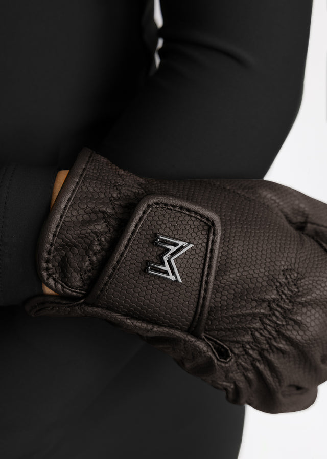 Maximilian Emblem Riding Gloves Chocolate