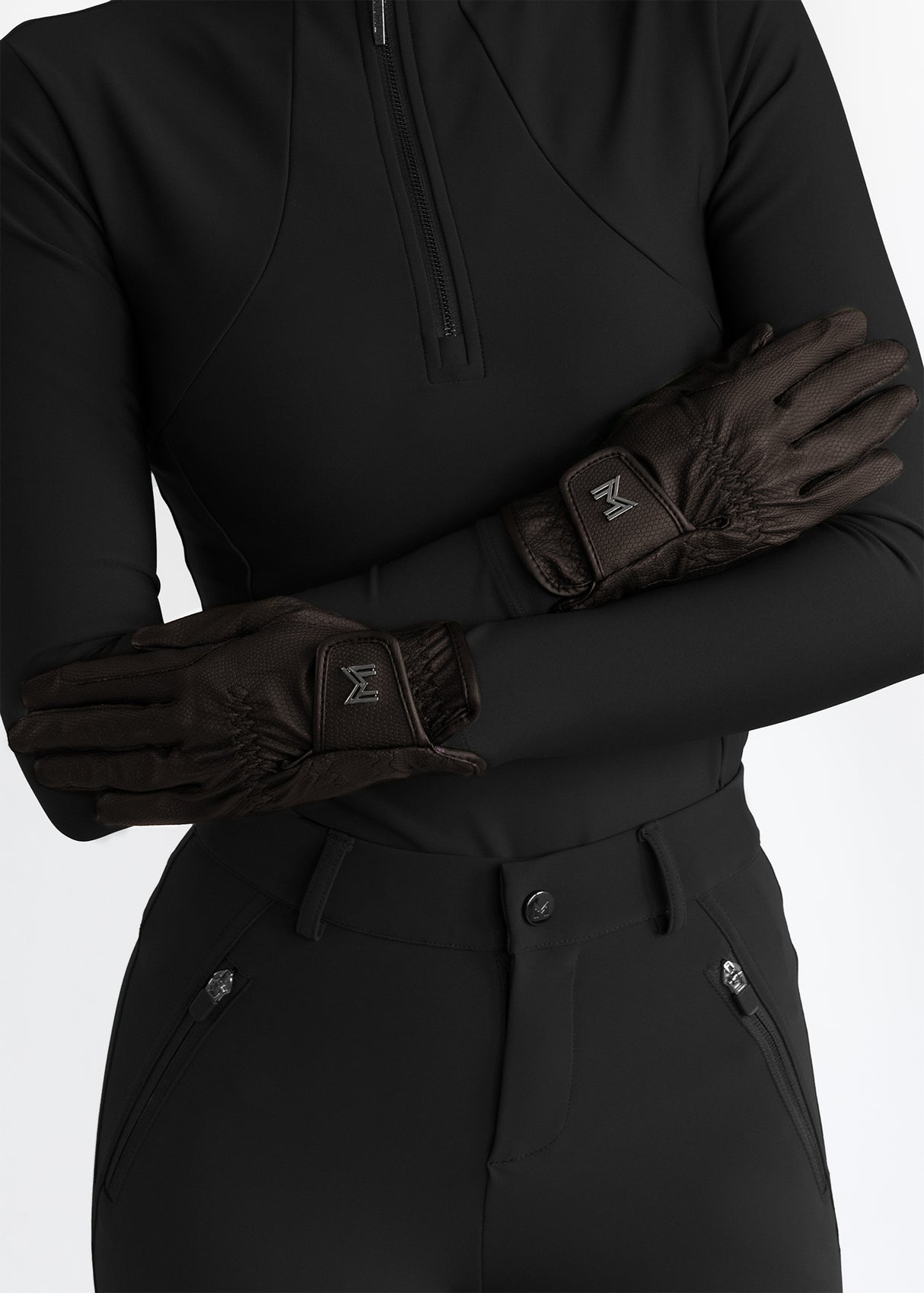 Maximilian Emblem Riding Gloves Chocolate