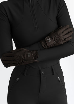 Maximilian Emblem Riding Gloves Chocolate