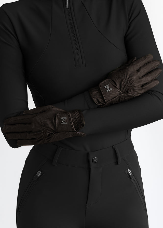 Maximilian Emblem Riding Gloves Chocolate