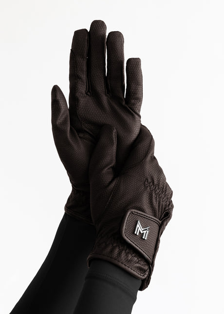 Maximilian Emblem Riding Gloves Chocolate