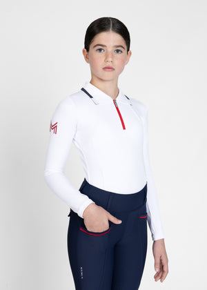 Maximilian Young Rider Concept Long Sleeve Polo Shirt White