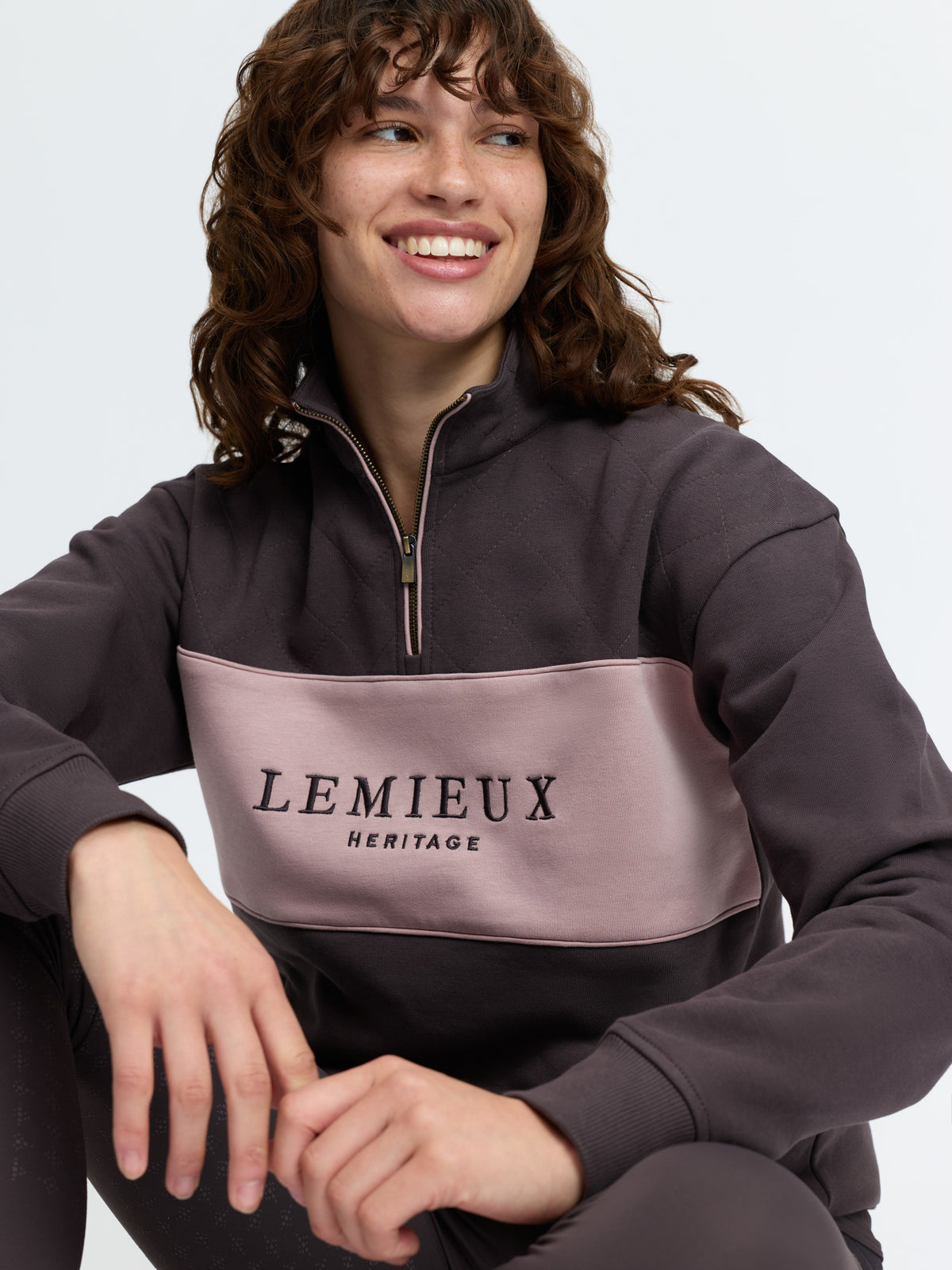 LeMieux Heritage Quarter Zip Sweater Cocoa