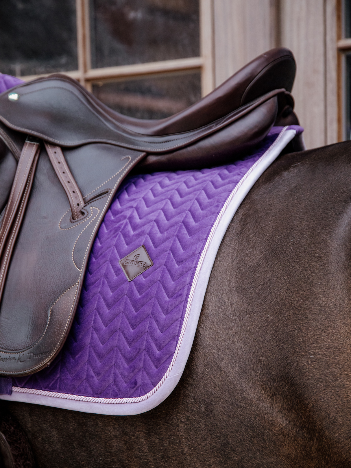 Kentucky Velvet Contrast Dressage Saddle Pad Royal Purple