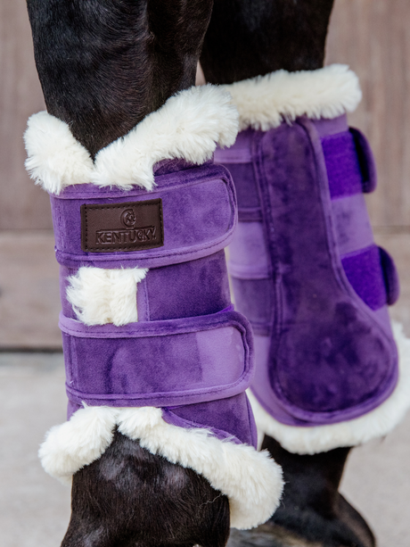Kentucky Velvet Contrast Brushing Boots Purple