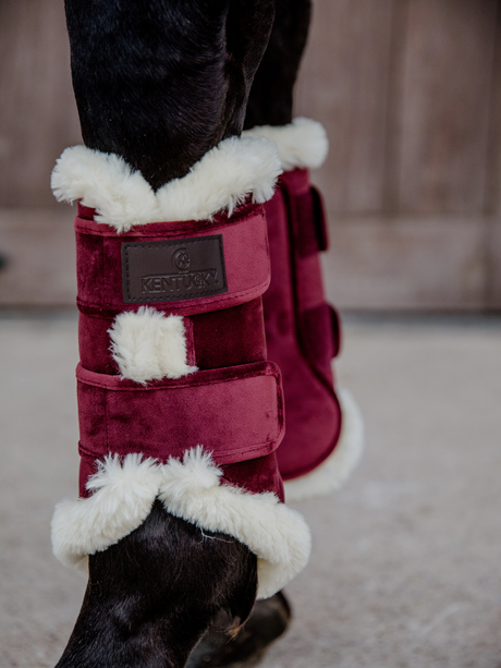 Kentucky Velvet Contrast Brushing Boots Bordeaux