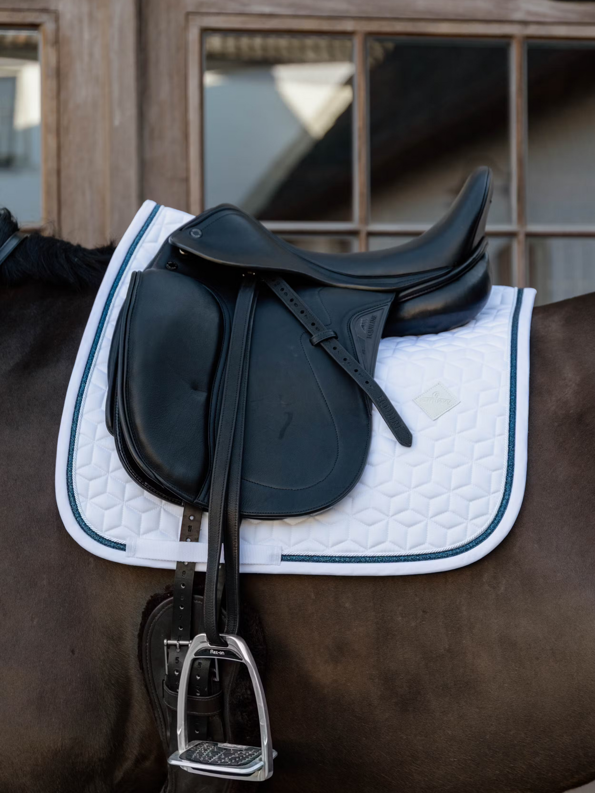 Kentucky Glitter Rope Dressage Saddle Pad White/Navy