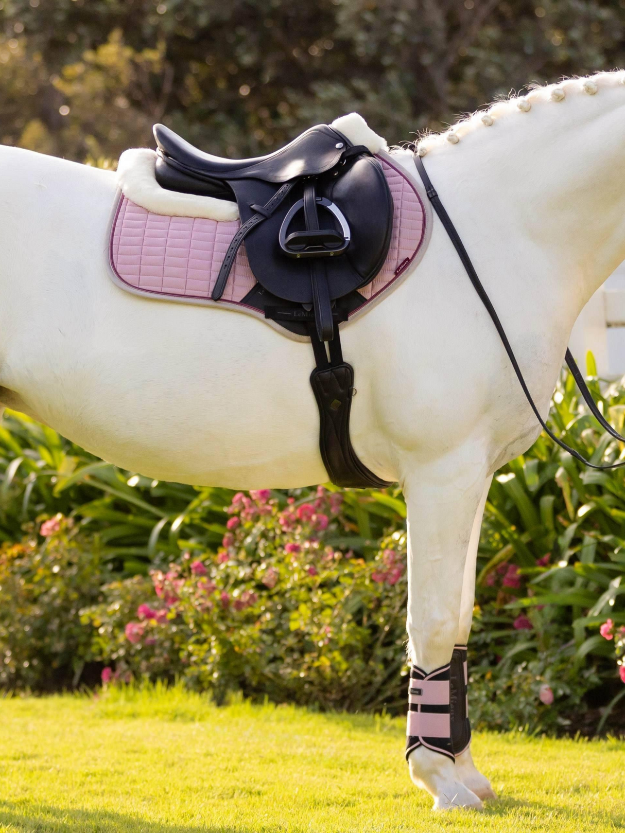 LeMieux Merino+ Suede Close Contact Jump Square Saddle Pad Blossom