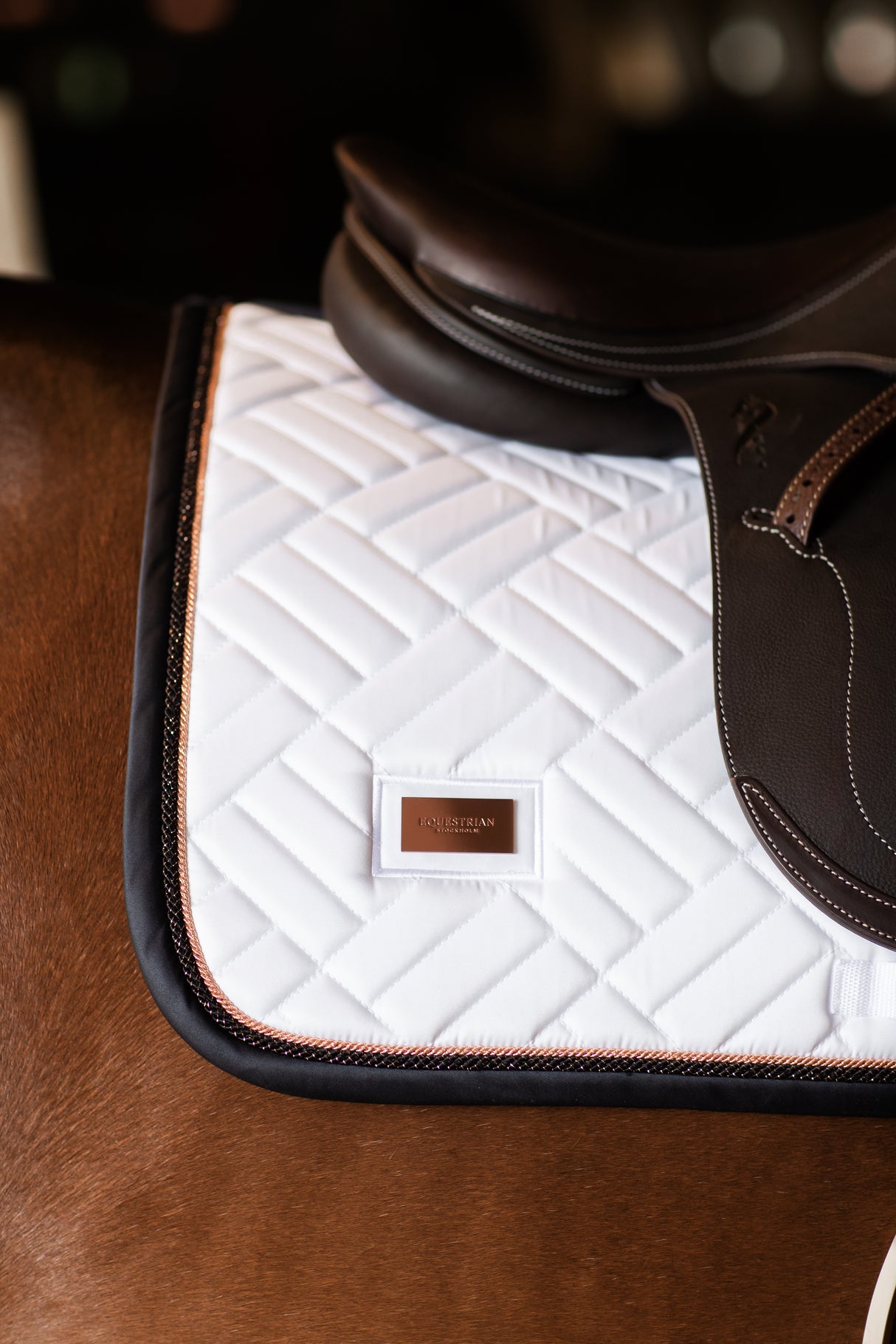 Equestrian Stockholm Jump Saddle Pad Modern White Dark Ocean