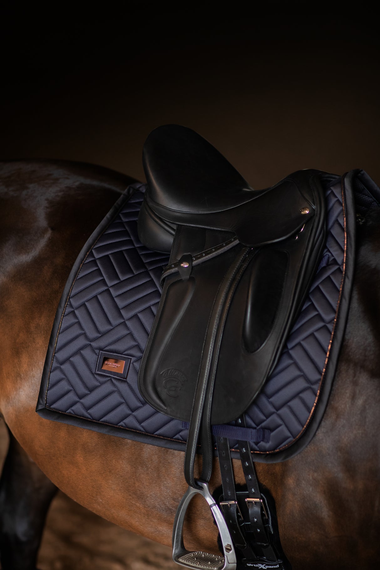 Equestrian Stockholm Dressage Saddle Pad Modern Dark Ocean