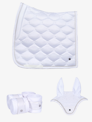 PS of Sweden Stardust Dressage Saddle Pad, Bandages & Ear Bonnet White