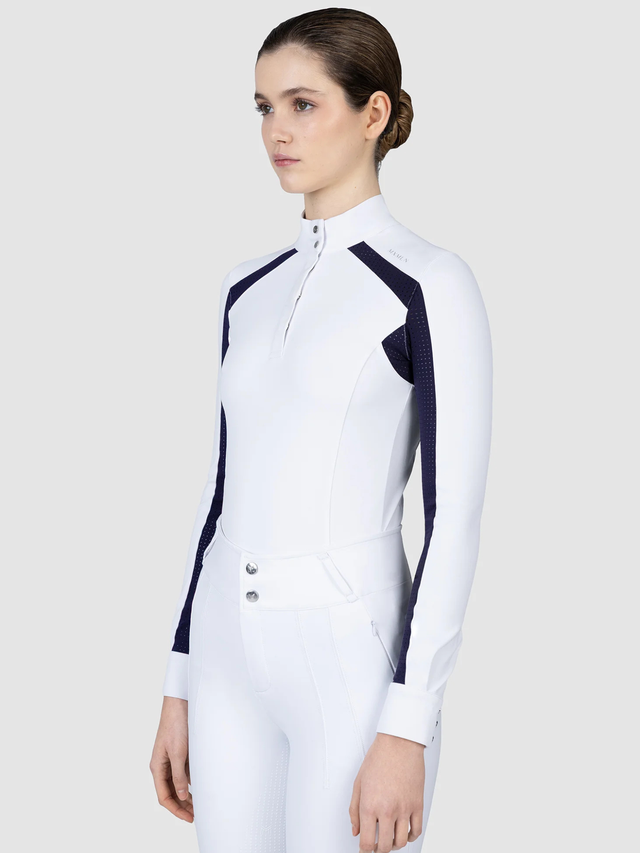 Maximilian Aveen Long Sleeve Show Shirt White/Navy