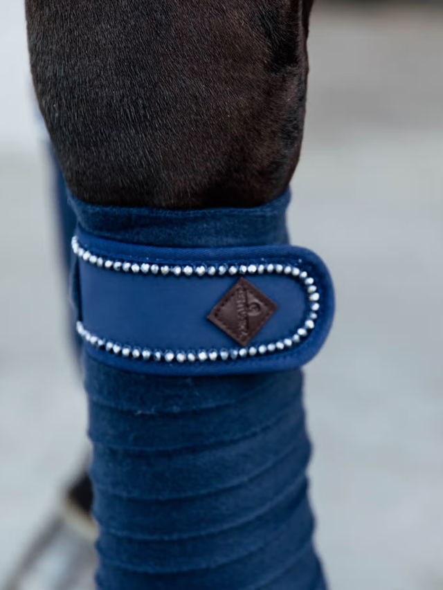 Kentucky Horsewear Polar Fleece Bandages Pearls Navy