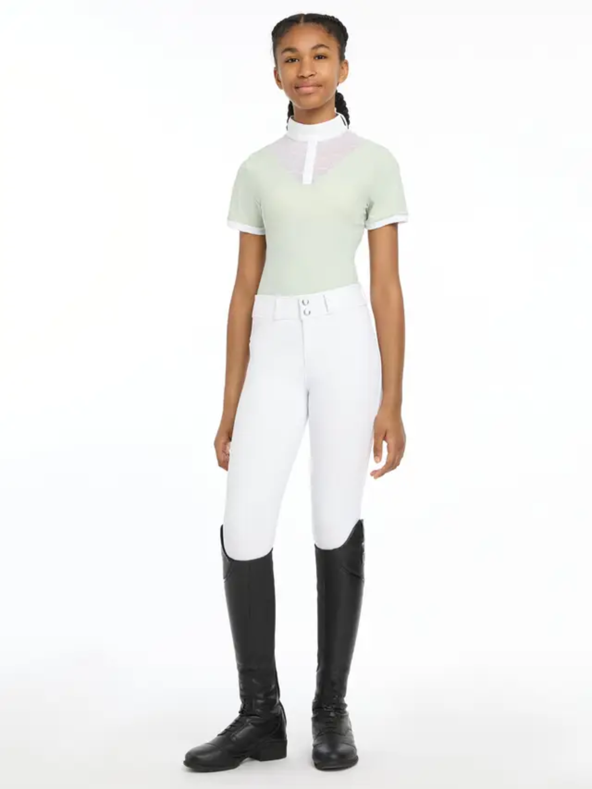 LeMieux Young Rider Eva Short Sleeve Show Shirt Pistachio