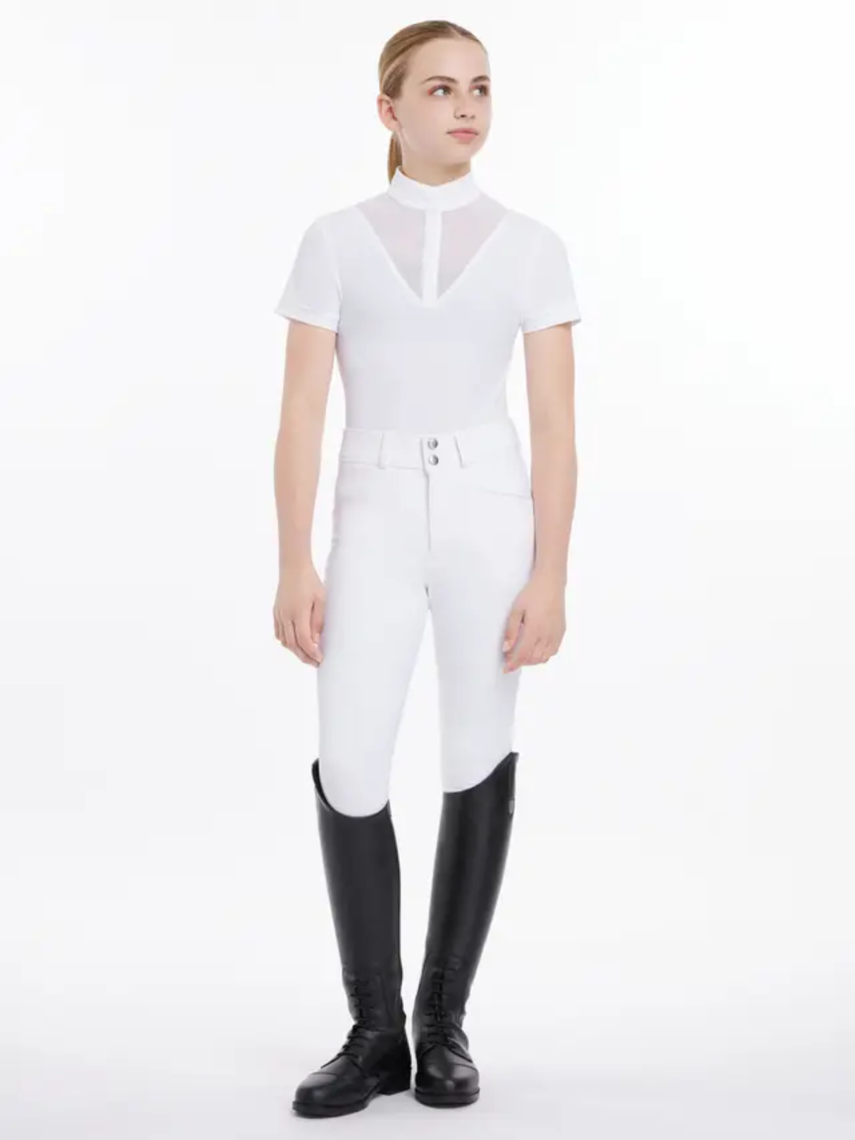LeMieux Young Rider Eva Short Sleeve Show Shirt White